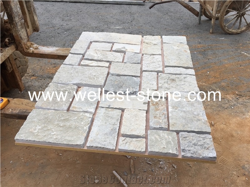Grey Limestone Loose Stone Ashalar French Pattern Interior Exterior Wall Cladding Veneer