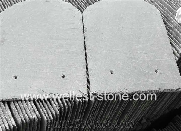 Natural Grey Slate Roof Covering Tile/ 5-8mm Thin Slate Roof Tile for House Decoration