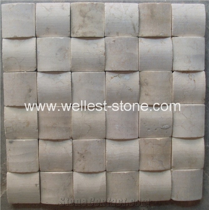 Natural Travertine Mosaic Tile, Wall Cladding Mosaic Tile, Basket Weave Mosaic for House Wall Decoration