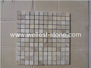 Travertine Mosaic Tile,Wall Covering,Square Mosaic Tile for Wall Decoration