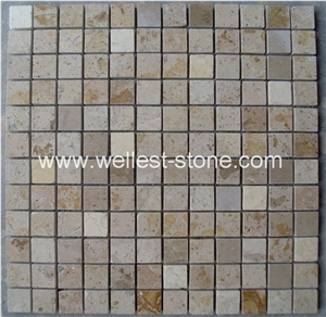 Travertine Mosaic Tile,Wall Covering,Square Mosaic Tile for Wall Decoration