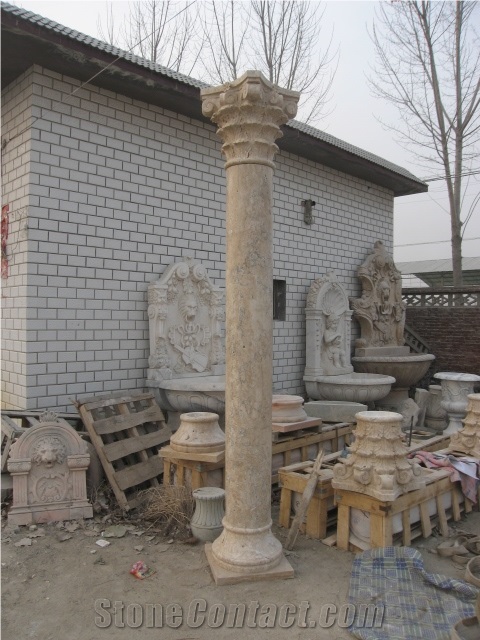 Beige Travertine Solid Column Pillar