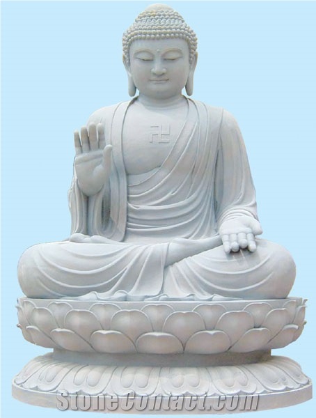 Hand Carved White Marble Budda