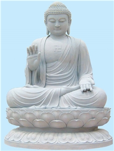 Hand Carved White Marble Budda