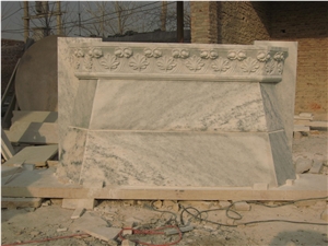 Hand Carved White Veins Marble Double Fireplace Mantel Surround