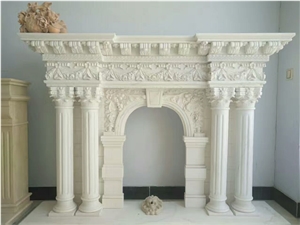 Marble Fireplace Mantel Surround with Column Design