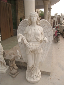 White Jade Marble Angel Statue Sculpture