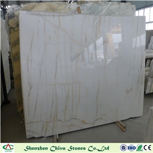 Building Material Golden White Marble Slabs/Tiles White Marble with Golden Veins