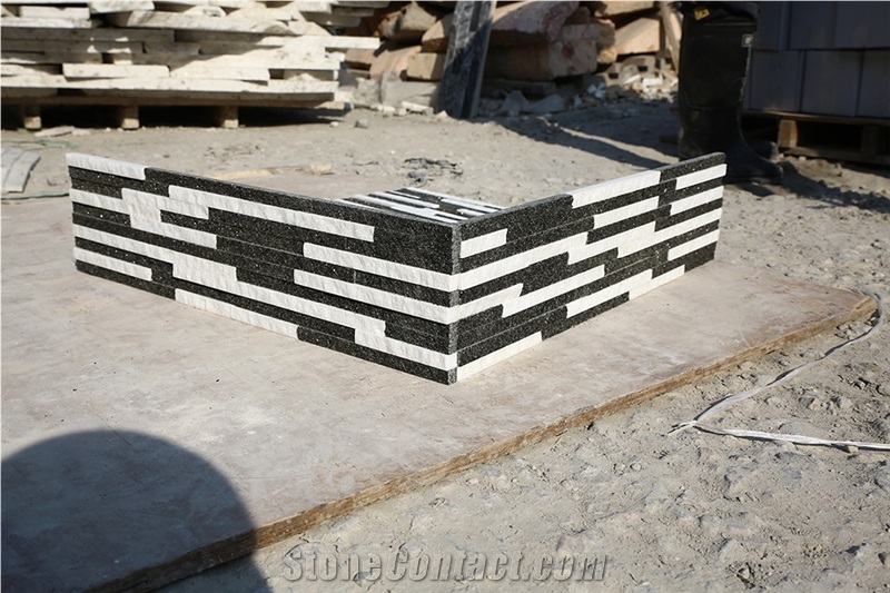 2017 New Design Black and White Quartzite Ledge Stone Panels, Corner Culture Stone for Wall Cladding