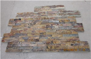China Yellow Slate Wall Panels, Rusty Slate Culture Stone, Stone Wall Decor