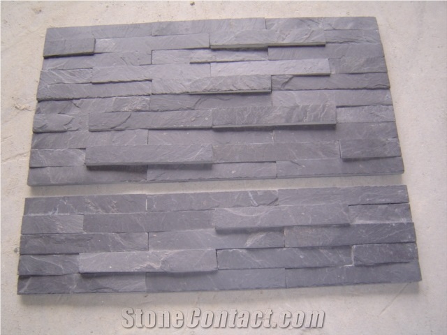 Competitive Price China Black Slate Wall Culture Stone, Black Ledge Stone Panels, Wall Panels