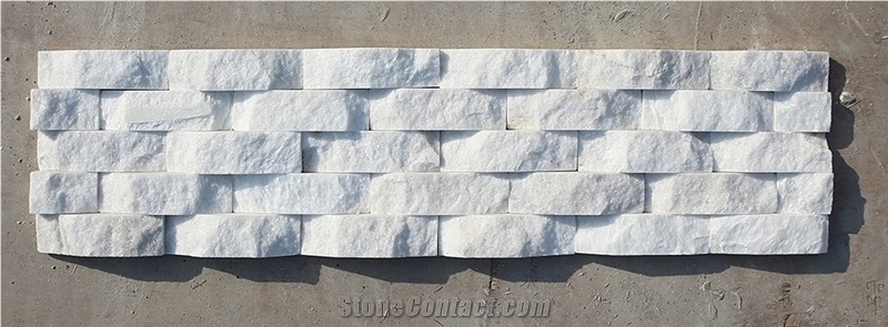 Curved Shape Snow White Quartzite Ledge Stone, Culture Stone, Wall Panels
