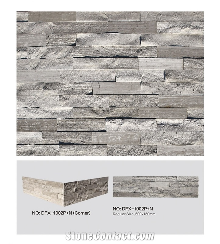 Dfx - 1002p+N, White Wood Surface Natural Culture Stone, White Ledger Panels