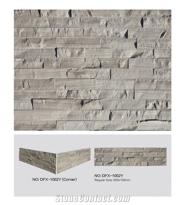 Dfx - 1002y, Athens Wood Culture Stone, White Surface Natural Ledger Panels