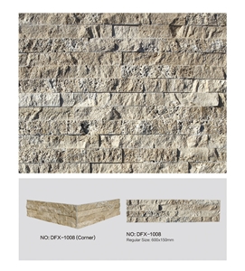 Dfx - 1008, Beige Travertine Culture Stone Of China, Beige Surface Natural Ledger Panels