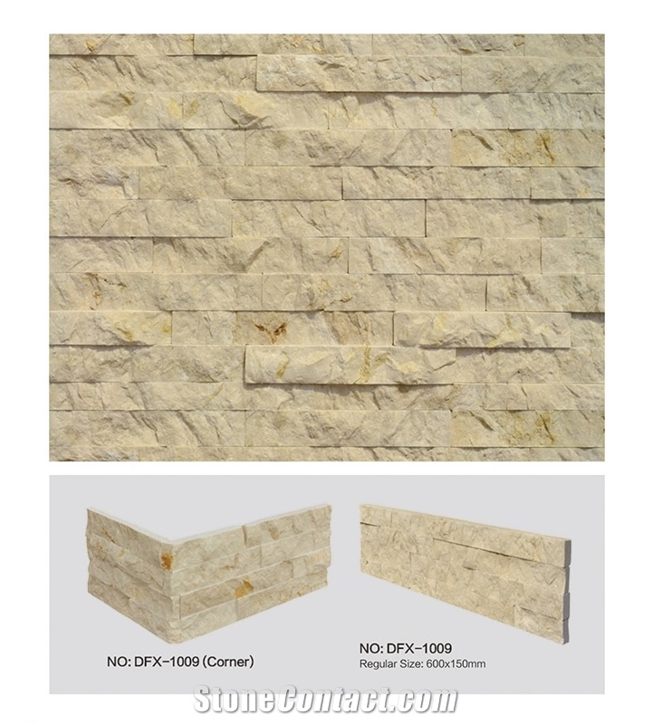 Dfx - 1009, Cream Marfil Culture Stone, Beige Surface Natural Ledger Panels