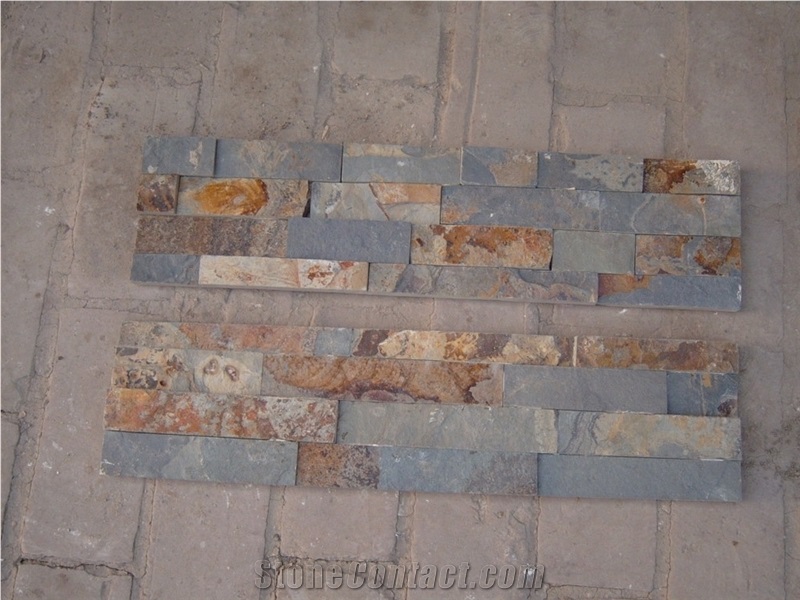 Hot Selling China Gold Slate Ledge Stone, Thin Stone Veneer, Culture Stone for Wall Decor