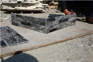 Polished and Natural Ancient Wood Marble Ledge Stone, Split Face Culture Stone, Corner Stone