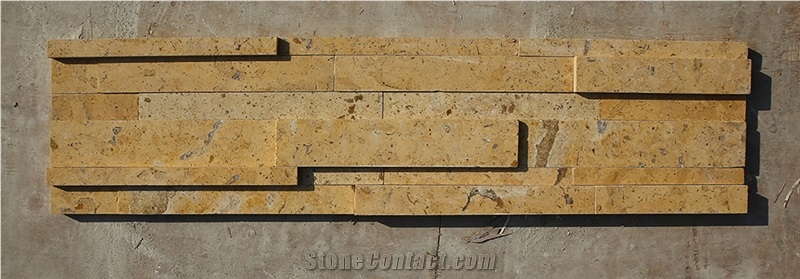 Yellow Limestone Culture Stone, Golden Limestone Ledge Stone for Wall Panels, Wall Cladding