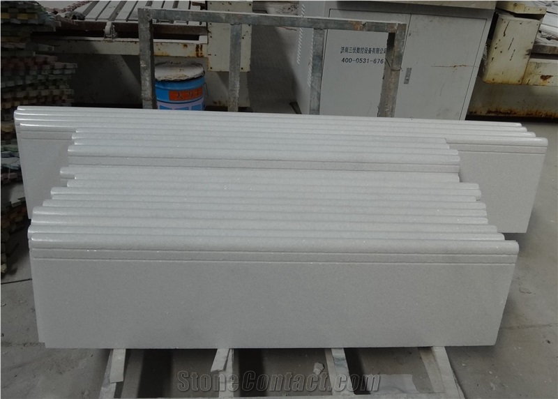Crystal White Marble, Pure White Marble Anti-Slip Line Steps & Stairs