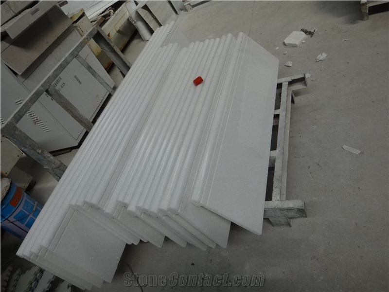 Crystal White Marble, Pure White Marble Anti-Slip Line Steps & Stairs