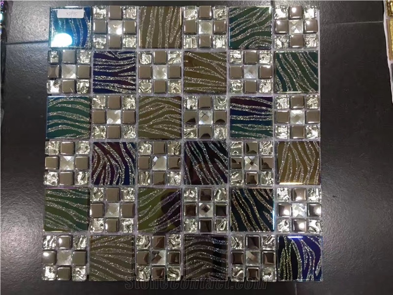 Glass Mosaic Tiles, Metallic Mosaic Tiles, Glass and Metallic Mixed Mosaic Tiles