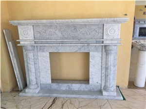 Carrara White Polished Fireplace Decorating ,White Marble Fireplace Surround&Cover,Household Fireplace Hearth