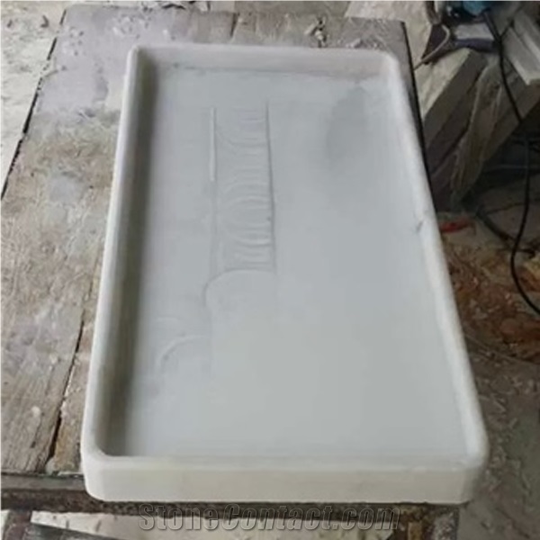 Guangxi White Marble Shower Trays,China Carrara White Marble Shower Bases,Non-Slip Guangxi White Marble Shower Trays