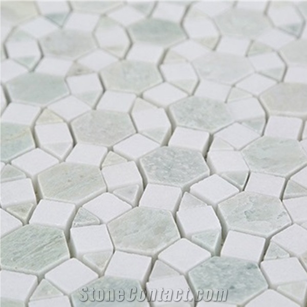Ming Green and White Thassos Marble Mosaic Tile/New Design White Marble Mosaic