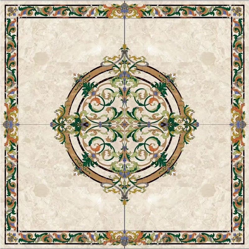 Multicolor Marble Thin Laminated Water-Jet Medallions,Interior Floor Carpet Medallions,Polished Square Medallions