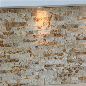 Sunny Yellow Marble Split Face Culture Stone Wall Decor