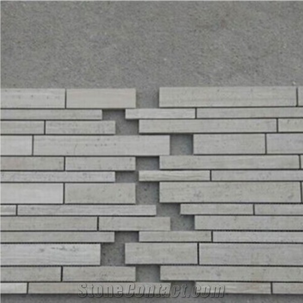 White Wooden Marble Cultured Stone,Ledgestone, Split Face Culture Stone, China Serpeggiante Marble,Chinese Silver Palissandro Cladding