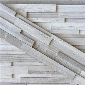 White Wooden Marble Cultured Stone,Ledgestone, Split Face Culture Stone, China Serpeggiante Marble,Chinese Silver Palissandro Cladding