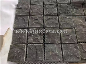 Hainan Black Basalt Cobblestone on Mesh / Bluestone Natural Surface Cobblestone