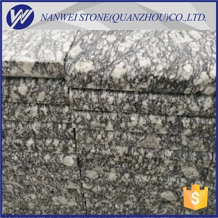 Chinese Natural Granite Spray White Granite Seawave White Granite Tiles or Slabs or Step for Sale