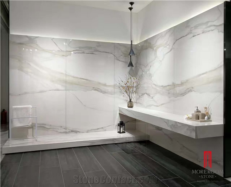 3200*1600 Foshan White Marble Polished Porcelain Tile,Calacatta Ultra Thin Tiles