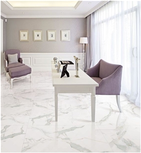 60*60cm Foshan Calacatta White Ceramic Tile,Nano Polished Porcelain Tiles for Desktop