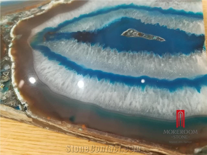 Blue Agate Semiprecious Stone For Wall Covering Used