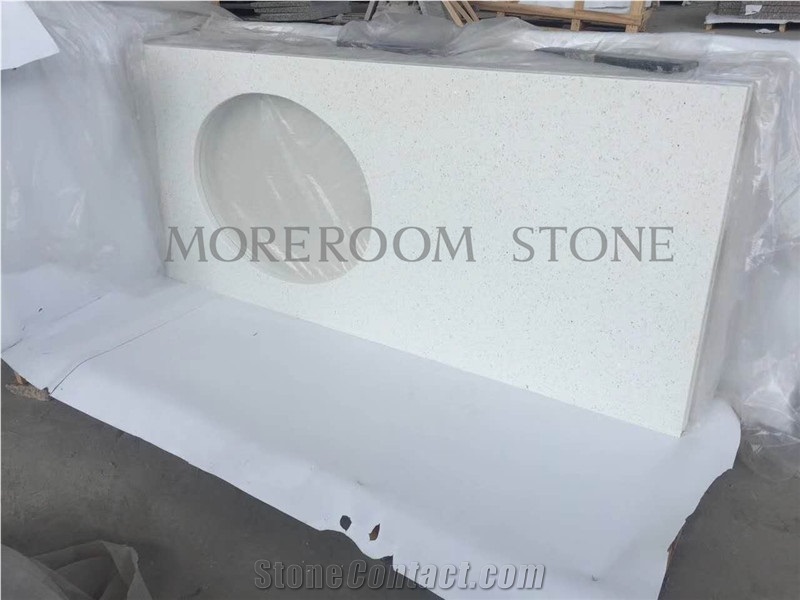 Engineered Calacatta White Quartz Marble Stone Slabs for Kitchen Countertops