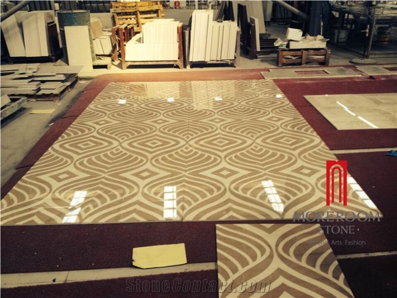 Laminated Marble Waterjet Pattern Medallion Floor Tiles Design Pictures