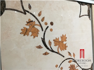 Marble Backed Ceramic Porcelain Water-Jet Medallion Floor Tiles