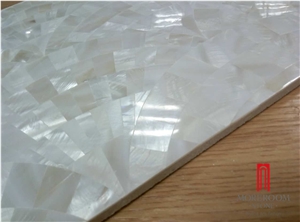 Shiny Shell Mosaic White Color Panel for Background Decorating