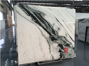 White and Black Panda Marble Bookmatche Slab Design for Decoration