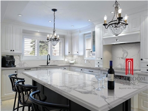White Texture Quartz Stones for Kitchen Bunch Countertop Used