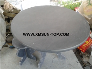 Dark Grey Slate Round Table/Grey Slate Tea Table/Grey Slate Custom Design Furniture/Home Stone Furniture/Grey Slate Desk Top/Interior Decoration