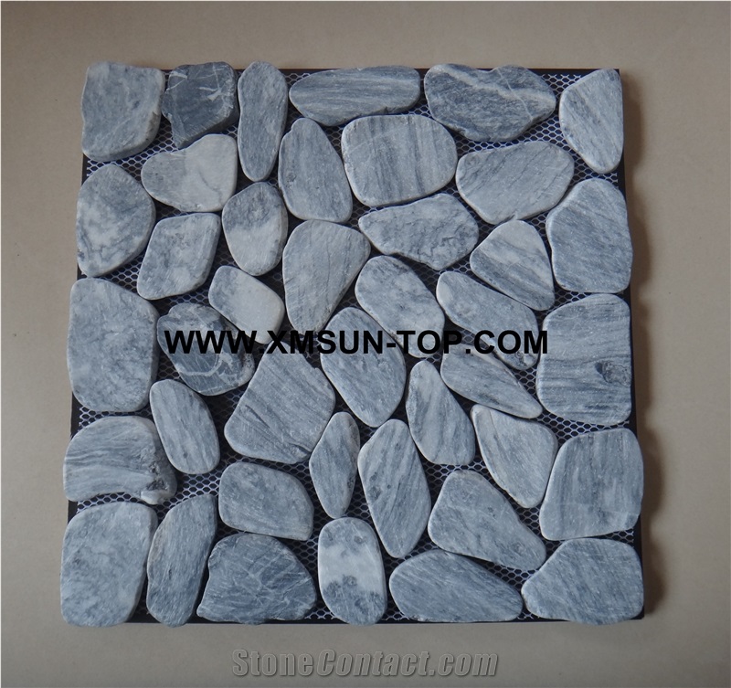 Gray Honed Sliced Pebble Mosaic Grey, Stone Pebble Mosaic Floor Wall Tile