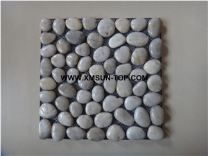 Mixed White Pebble Honed Flat Mosaic in Mesh/Natural River Stone Mosaic Wall Tiles/White Pebble Floor Tiles/Interior Decoration