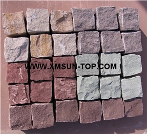 Natural Surface Sandstone Cube Stone&Pavers/Different Sandstone Paving Sets/Multicolor Sandstone Walkway Pavers/Sandstone Cobble Stone