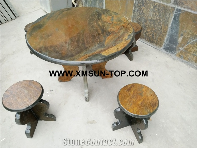 Rustic Slate Table Top Design/Rusty Slate Round Table Tops/Rust Slate Desk/Rusty Slate Tabletops/Rustic Slate Desktop/Customize Table Tops