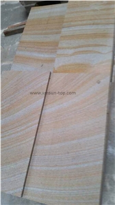 Teakwood Sandstone Tile& Cut to Size/Yellow Wooden Sandstone Tiles/Yellow Wood Grain Pavers/Yellow Sandstone Floor Tiles & Wall Tiles